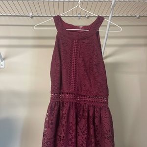 Burgundy lace semi formal dress